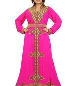 Pink Georgette Embroidered Zari Work Kaftan