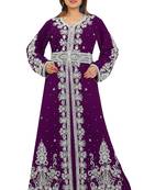 Purple Georgette Embroidered Zari Work Kaftan