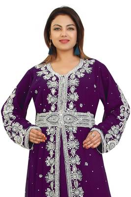 Purple Georgette Embroidered Zari Work Kaftan 2
