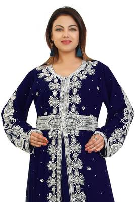 Navy-Blue Georgette Embroidered Zari Work Kaftan 2