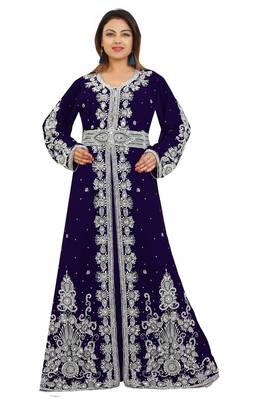 Purple Georgette Embroidered Zari Work Kaftan 1