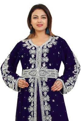 Purple Georgette Embroidered Zari Work Kaftan 2