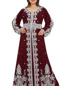 Brown Georgette Embroidered Zari Work Kaftan