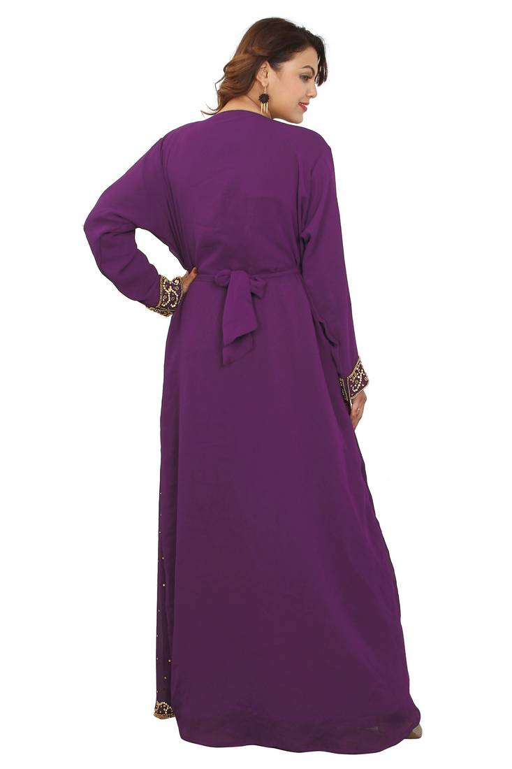 Magenta Georgette Embroidered Zari Work Kaftan