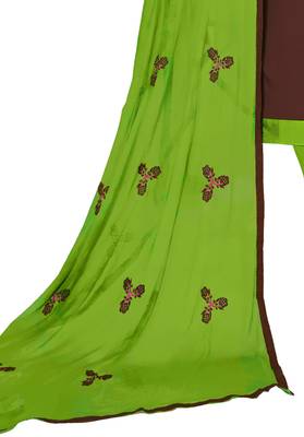 Brown  Glaze Cotton Embroidery Work Dress Material Having Work Dupatta 4