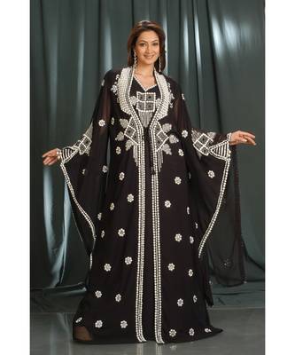 Black georgette embroidered zari work islamic-kaftans 1