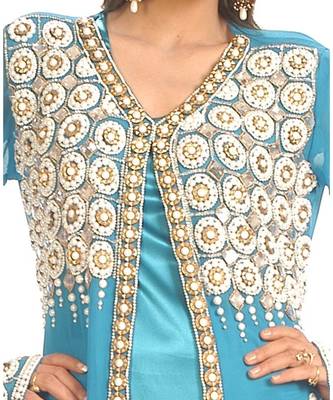 turquoise georgette embroidered zari work islamic-kaftans 2