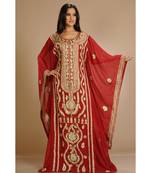 Maroon georgette embroidered zari work islamic-kaftans