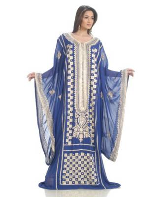 Blue georgette embroidered zari work islamic-kaftans 1
