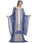 Blue georgette embroidered zari work islamic-kaftans