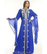 royal-blue georgette embroidered zari work islamic-kaftans