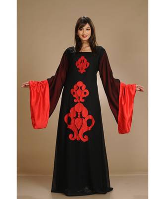 Black georgette embroidered zari work islamic-kaftans 1