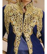 Navy Blue Georgette Zari Work Kaftan