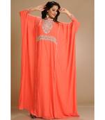 red georgette embroidered zari work islamic-kaftans