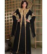 Black georgette embroidered zari work islamic-kaftans