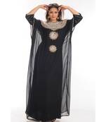 Black georgette embroidered zari work islamic-kaftans