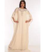 Cream georgette embroidered zari work islamic-kaftans