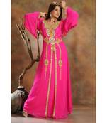 Pink georgette embroidered zari work islamic-kaftans