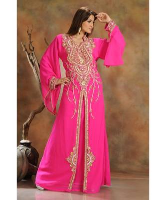 Pink Georgette Zari Work Kaftan  1