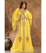 Yellow georgette embroidered zari work islamic-kaftans