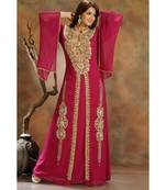 Maroon georgette embroidered zari work islamic-kaftans