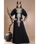 Black georgette embroidered zari work islamic-kaftans