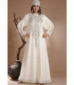 Cream georgette embroidered zari work islamic-kaftans