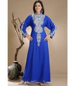 royal-blue georgette embroidered zari work islamic-kaftans