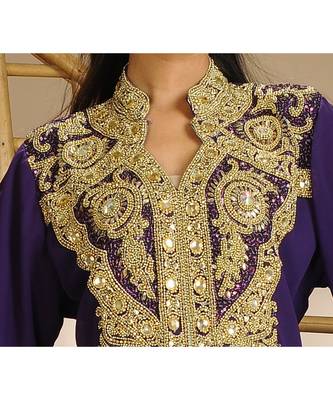Purple georgette embroidered zari work islamic-kaftans 2