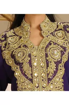 Purple georgette embroidered zari work islamic-kaftans