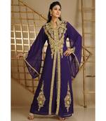 Purple georgette embroidered zari work islamic-kaftans