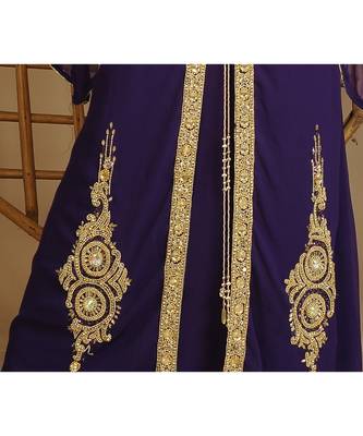 Purple georgette embroidered zari work islamic-kaftans 3