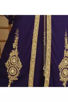 Purple georgette embroidered zari work islamic-kaftans