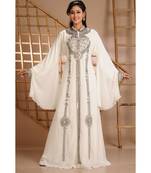 Cream georgette embroidered zari work islamic-kaftans