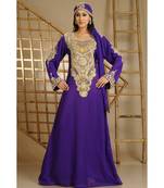 Purple georgette embroidered zari work islamic-kaftans