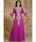 Magenta georgette embroidered zari work islamic-kaftans