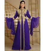 Purple georgette embroidered zari work islamic-kaftans