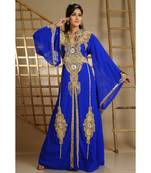 royal-blue georgette embroidered zari work islamic-kaftans
