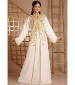 Cream georgette embroidered zari work islamic-kaftans