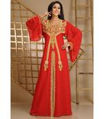 Red georgette embroidered zari work islamic-kaftans