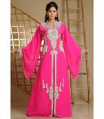 Pink georgette embroidered zari work islamic-kaftans