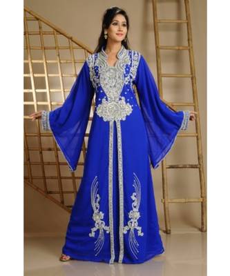 royal-blue georgette embroidered zari work islamic-kaftans 1