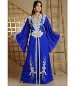 royal-blue georgette embroidered zari work islamic-kaftans