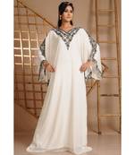 Cream georgette embroidered zari work islamic-kaftans