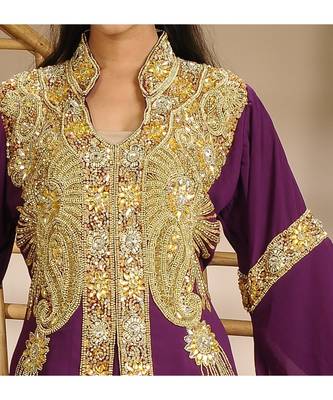 Wine georgette embroidered zari work islamic-kaftans 1