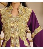 Wine georgette embroidered zari work islamic-kaftans
