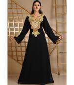 Black georgette embroidered zari work islamic-kaftans