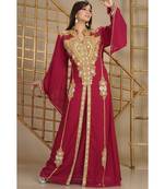 Maroon georgette embroidered zari work islamic-kaftans