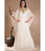 Cream georgette embroidered zari work islamic-kaftans