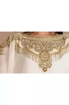 Cream georgette embroidered zari work islamic-kaftans